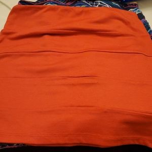 Medium coral polyester rayon mini skirt NOLLIE